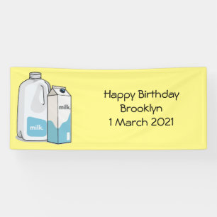 Voorbeeld melkcartoon spandoek