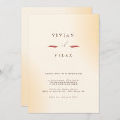 Voorbeeld minimalistisch crème-typografie bruiloft kaart (Voorkant / Achterkant)