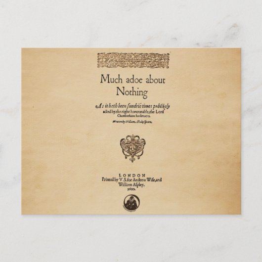 Voorbeeld om veel te doen over niets Quarto Briefkaart (Voorkant)
