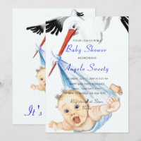 Voorbeeld ooievaar baby shower uitnodiging