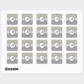 Voorbeeld op zilverdamper en strips met monogram vierkante sticker (Vel)