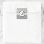 Voorbeeld op zilverdamper en strips met monogram vierkante sticker (Tas)
