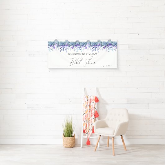 Voorbeeld Paarse Bloemetuin Bruiloft Bridal Shower Spandoek (Insitu)