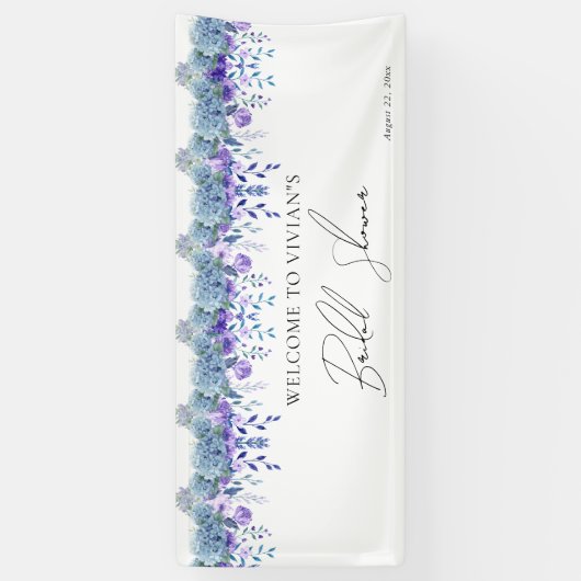 Voorbeeld Paarse Bloemetuin Bruiloft Bridal Shower Spandoek (Verticaal)