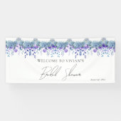 Voorbeeld Paarse Bloemige Tuin Bruiloft Bridal Sho Spandoek (Horizontaal)