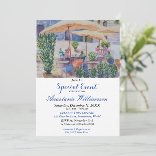 VOORBEELD SUMMER PATIO PARTY INVITE KAART (Staand voorkant)