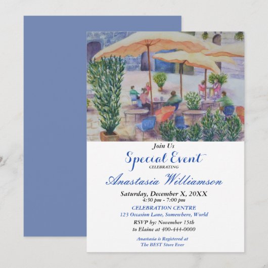 VOORBEELD SUMMER PATIO PARTY INVITE KAART (Voorkant / Achterkant)