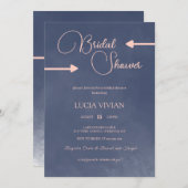 Voorbeeld typografie Navy Blauwe Bruidsdouche Kaart (Voorkant / Achterkant)