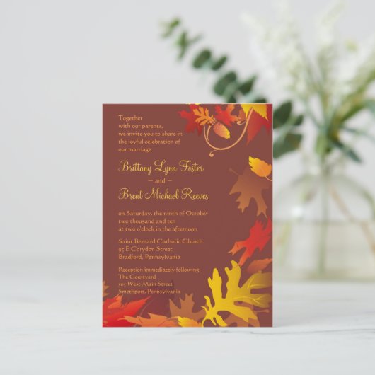 Voorbeeld uitnodiging - Herfst bruiloft (Staand voorkant)