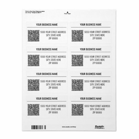 Voorbeeld van aangepaste QR-code-Adresetiketten Etiket (Full Sheet)