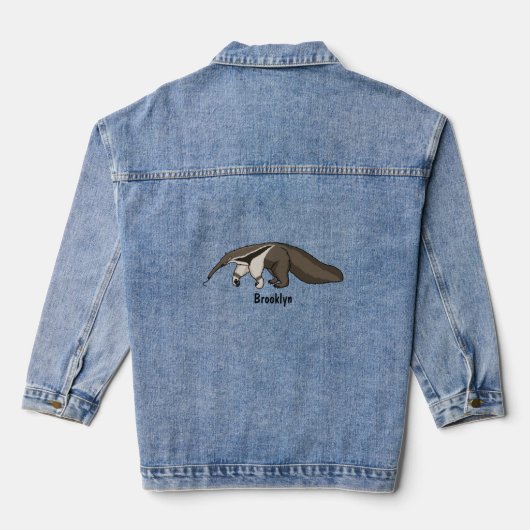 Voorbeeld van anteater happy cartoon denim jacket (Achterkant)