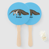 Voorbeeld van anteater happy cartoon handwaaier (Voorkant en achterkant)