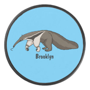 Voorbeeld van anteater happy cartoon hockey puck
