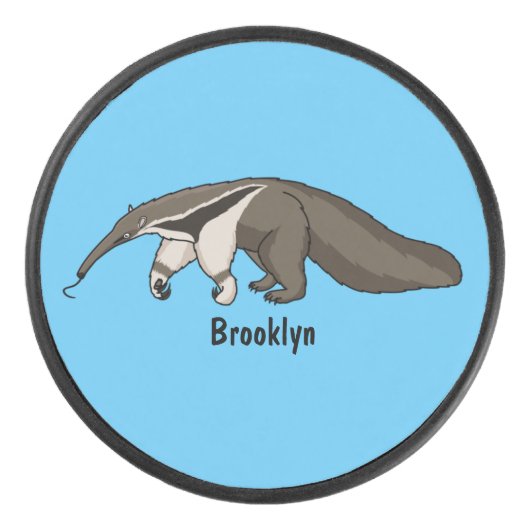 Voorbeeld van anteater happy cartoon hockey puck (Voorkant)