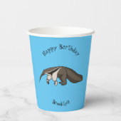 Voorbeeld van anteater happy cartoon papieren bekers (Achterkant)