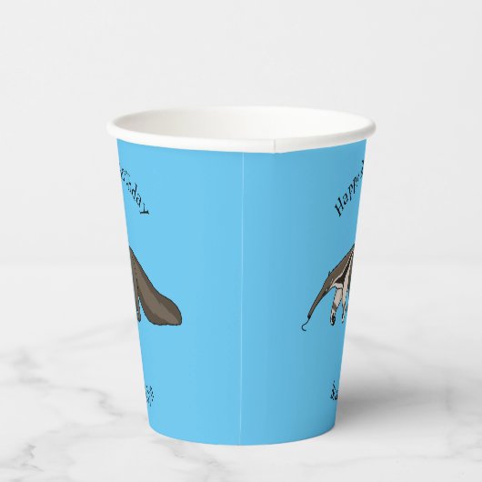 Voorbeeld van anteater happy cartoon papieren bekers (Rechts)