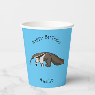 Voorbeeld van anteater happy cartoon papieren bekers