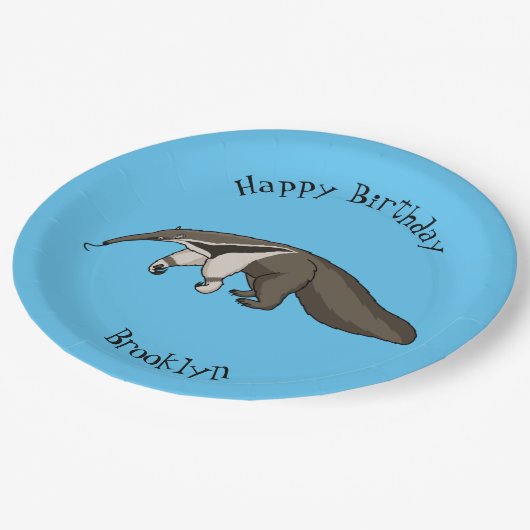 Voorbeeld van anteater happy cartoon papieren bordje (Gekanteld)