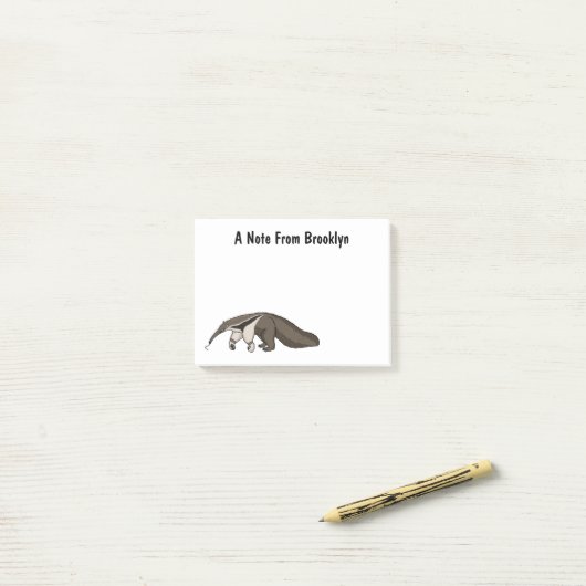 Voorbeeld van anteater happy cartoon post-it® notes (Op bureau)