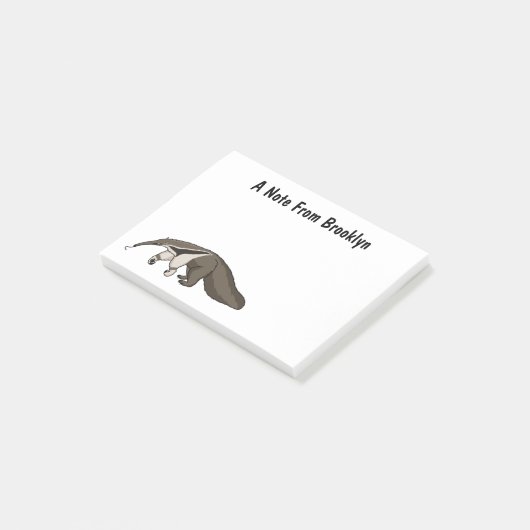 Voorbeeld van anteater happy cartoon post-it® notes (Schuin)