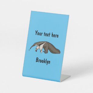 Voorbeeld van anteater happy cartoon reclamebord met voetstuk