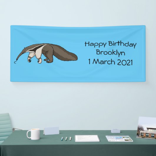 Voorbeeld van anteater happy cartoon spandoek (Beurs)