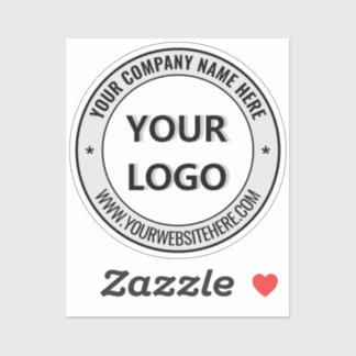 Voorbeeld van bedrijfslogo en tekst promotionele s sticker