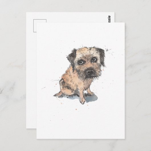 Voorbeeld van Border Terrier, grappige Dog Postca Briefkaart (Voorkant / Achterkant)