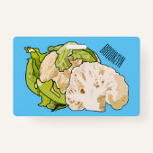 Voorbeeld van cartoon met bloemkool badge (Achterkant)