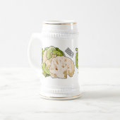 Voorbeeld van cartoon met bloemkool bierpul (Voorkant links)