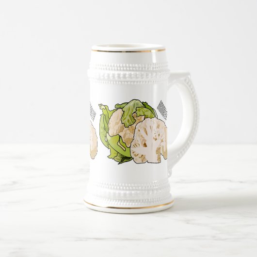 Voorbeeld van cartoon met bloemkool bierpul (Voorkant rechts)