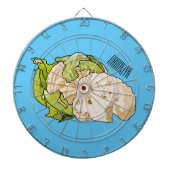 Voorbeeld van cartoon met bloemkool dartbord (Voorkant)