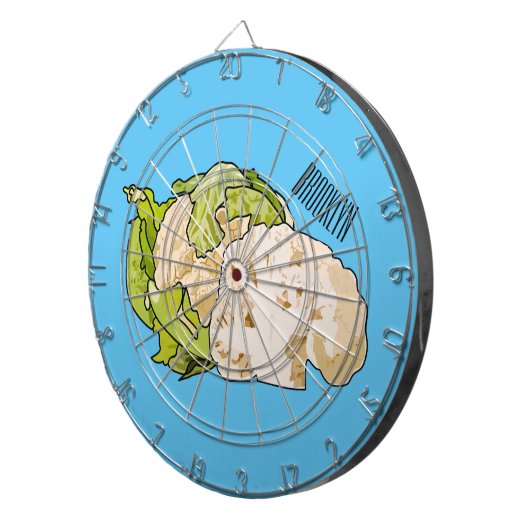 Voorbeeld van cartoon met bloemkool dartbord (Voorkant Rechts)