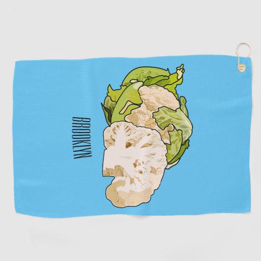 Voorbeeld van cartoon met bloemkool golfhanddoek (Horizontaal)