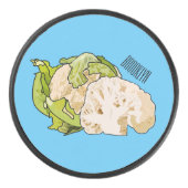 Voorbeeld van cartoon met bloemkool hockey puck (Voorkant)