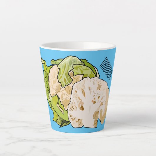 Voorbeeld van cartoon met bloemkool latte mok (Voorkant)