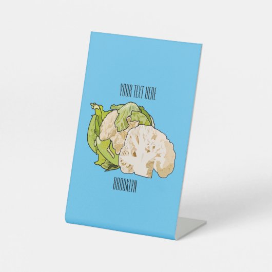 Voorbeeld van cartoon met bloemkool reclamebord met voetstuk (Voorkant)