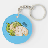 Voorbeeld van cartoon met bloemkool sleutelhanger (Achterkant)