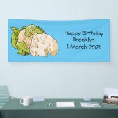 Voorbeeld van cartoon met bloemkool spandoek (Beurs)