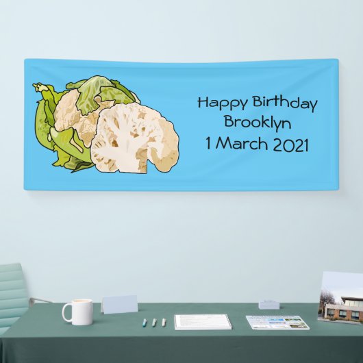 Voorbeeld van cartoon met bloemkool spandoek (Beurs)