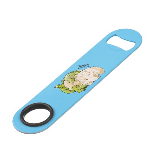 Voorbeeld van cartoon met bloemkool speed flessenopener (Voorkant Gekanteld)