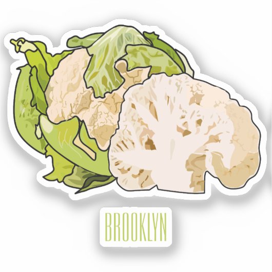 Voorbeeld van cartoon met bloemkool sticker (Voorkant)
