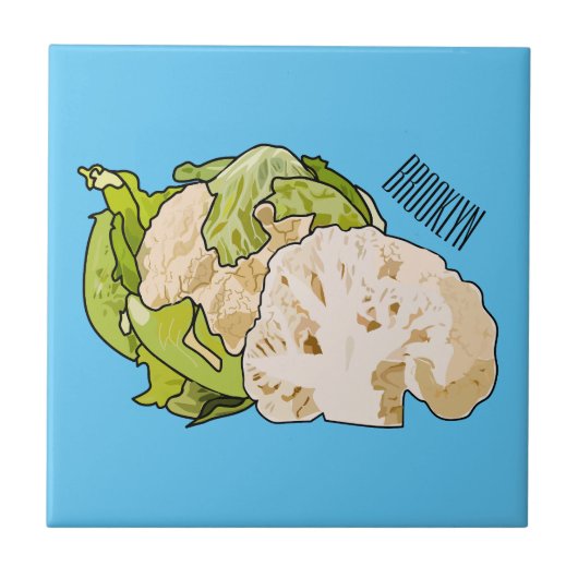 Voorbeeld van cartoon met bloemkool tegeltje (Voorkant)