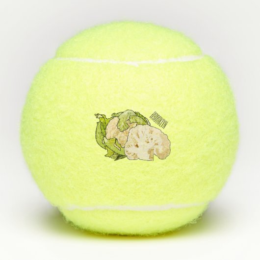 Voorbeeld van cartoon met bloemkool tennisballen (Voorkant)