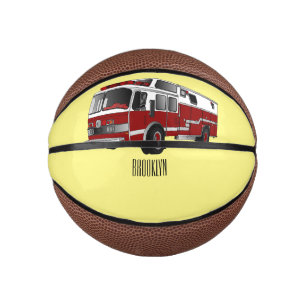 Voorbeeld van de cartoon van de brandweermotor basketbal