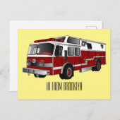 Voorbeeld van de cartoon van de brandweermotor briefkaart (Voorkant / Achterkant)