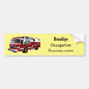 Voorbeeld van de cartoon van de brandweermotor bumpersticker