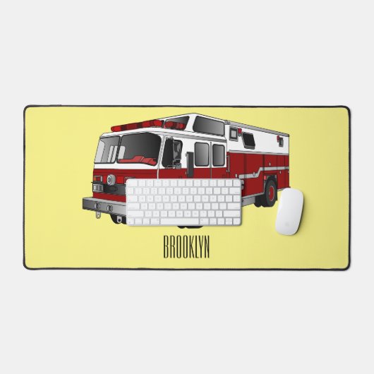 Voorbeeld van de cartoon van de brandweermotor bureaumat (Keyboard & Muis)