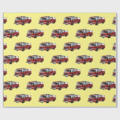 Voorbeeld van de cartoon van de brandweermotor cadeaupapier (Vlak)