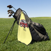 Voorbeeld van de cartoon van de brandweermotor golfhanddoek (Groen)